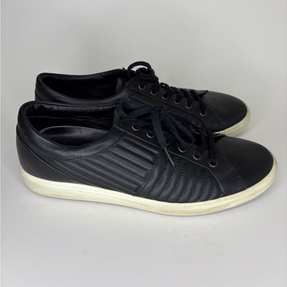 Ecco Shoes Sneakers Lace Up Casual Women Size 41 US 10 Black Leather Comfort